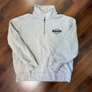 Roots Canada 1/4 Zip Men's Sweater Sporty Preppy Casual Lounge Gray Sz XXL